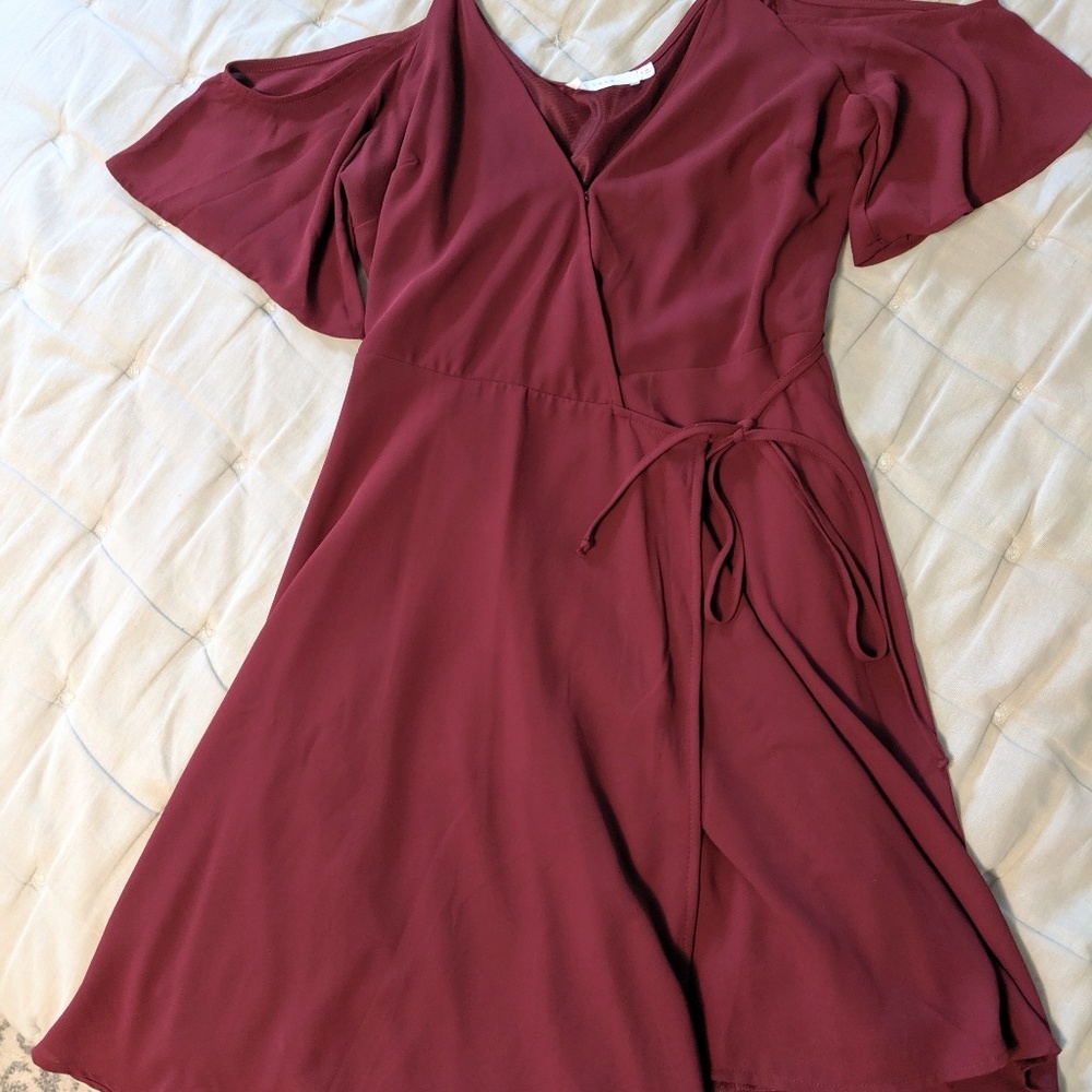 Maroon Flowy Lush Dress- S: M